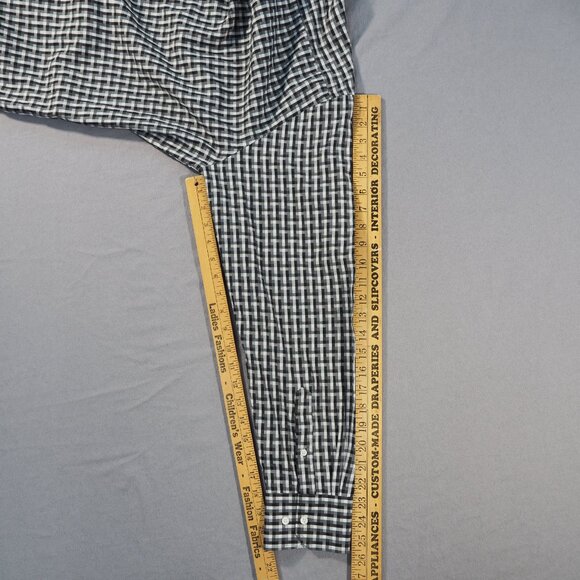 Ziggurat Shirt Mens Extra Large Black Gray Check Abstract Flip Cuff Paisley Club - Picture 7 of 10